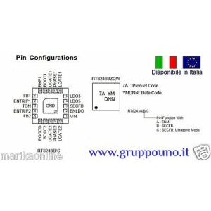 RT8243A GQW RT8243AZQW 8A=EE 8A=EC 8A EF 8A ED 8A EH QFN20 IC Chip - In Italia